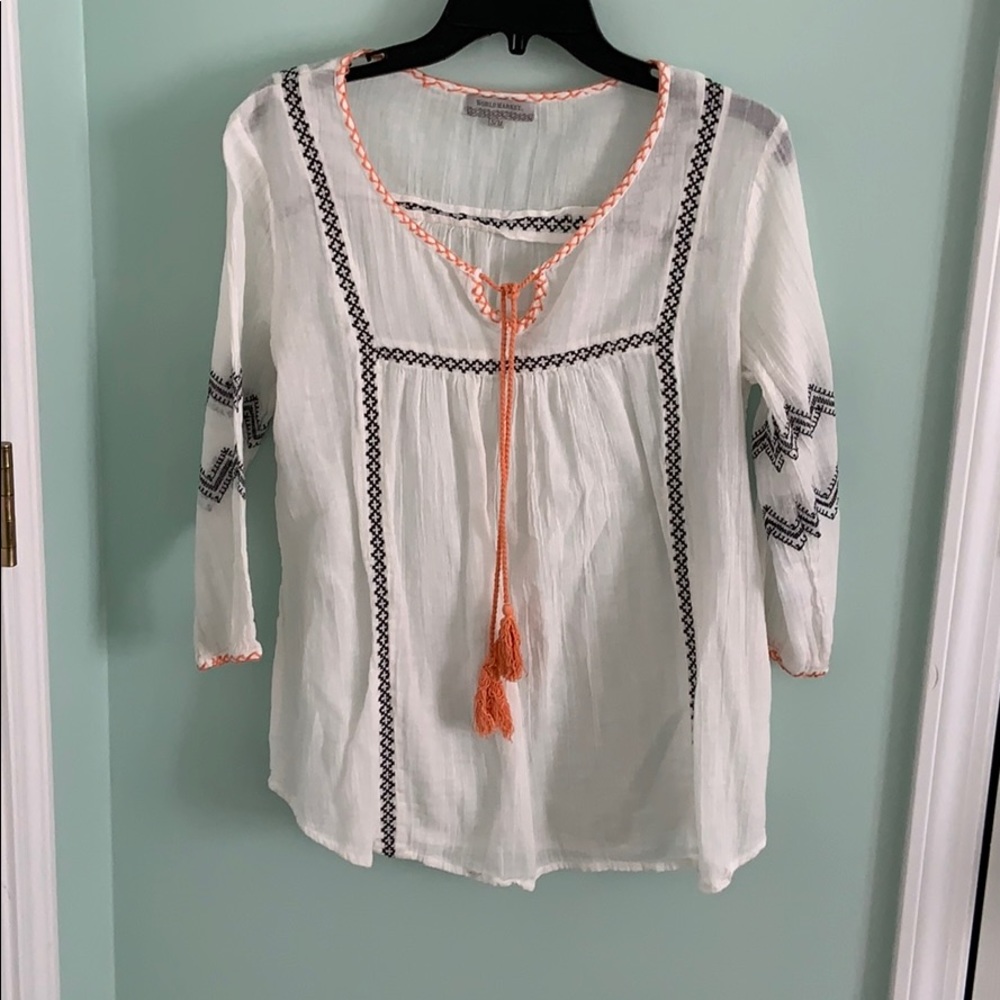 white embroidered top